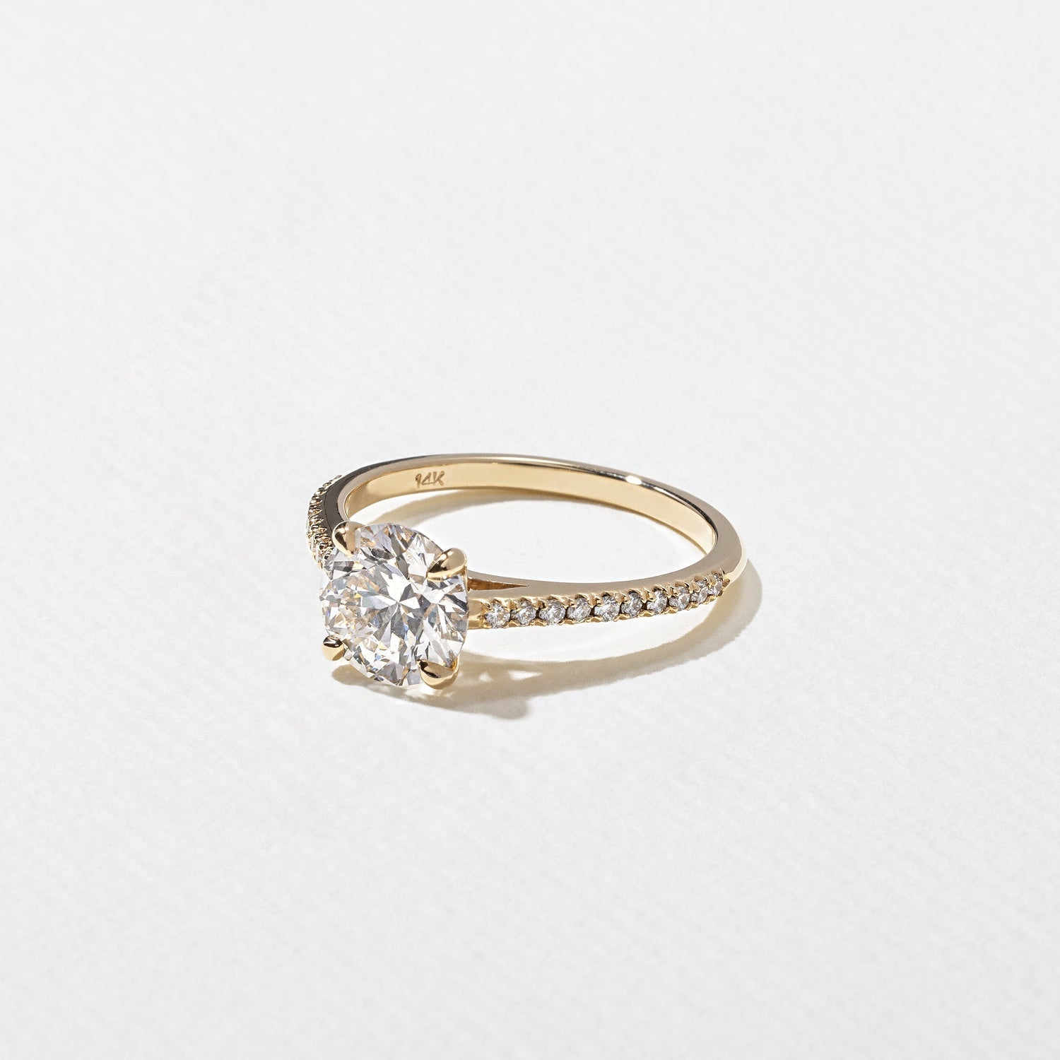 Round Lab Grown Diamond Pave Setting Engagement Ring