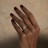 Emerald Lab Grown Diamond Pave Setting Engagement Ring