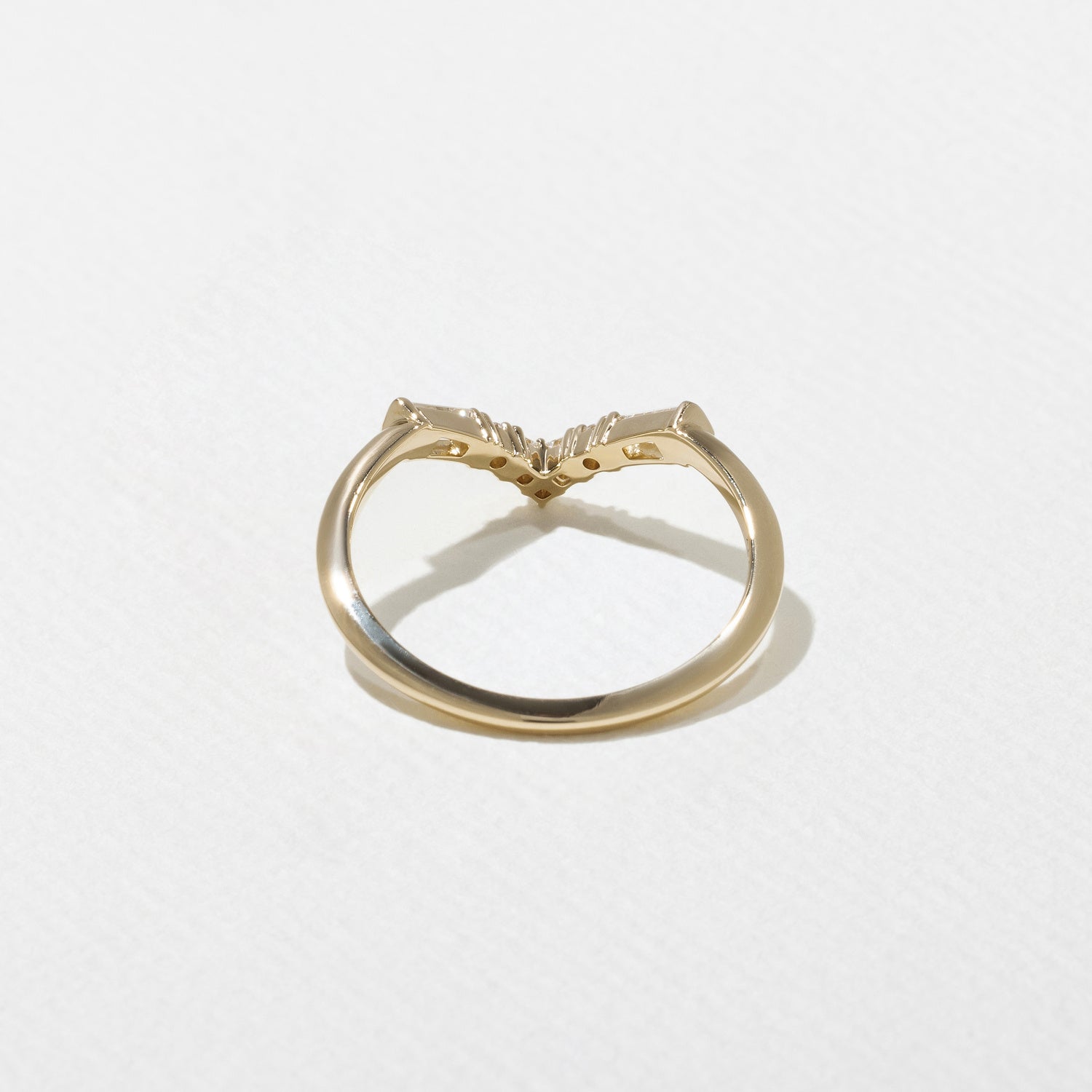 0.25 TCW Round, Tapered baguette & Princess- V Shape Wedding Band