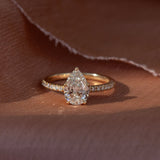 Pear Lab Grown Diamond Pave Setting Engagement Ring
