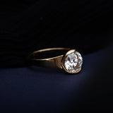 Round Lab Grown Diamond Half Bezel Solitaire Engagement Ring