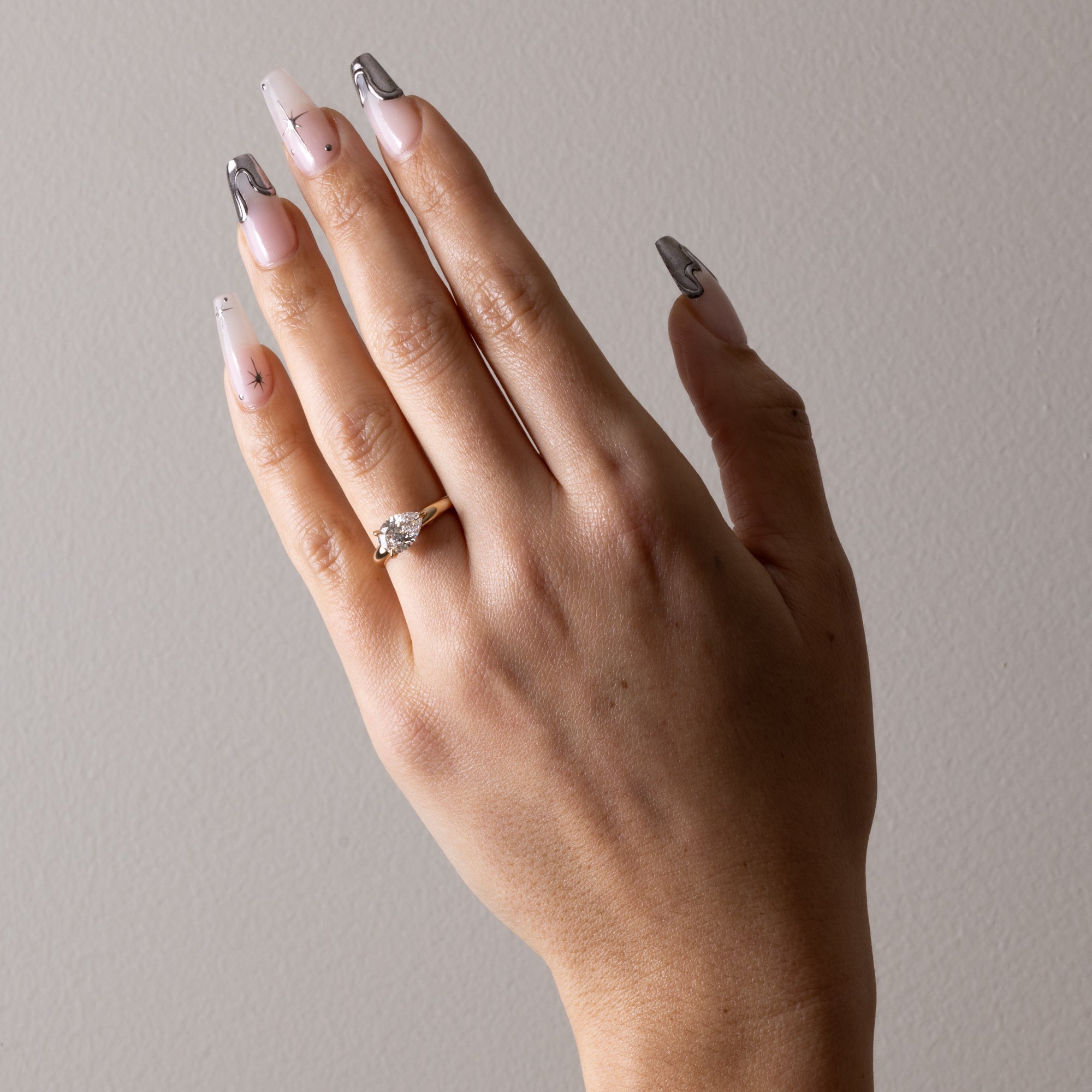 East-West Pear Lab Grown Diamond Solitaire Engagement Ring