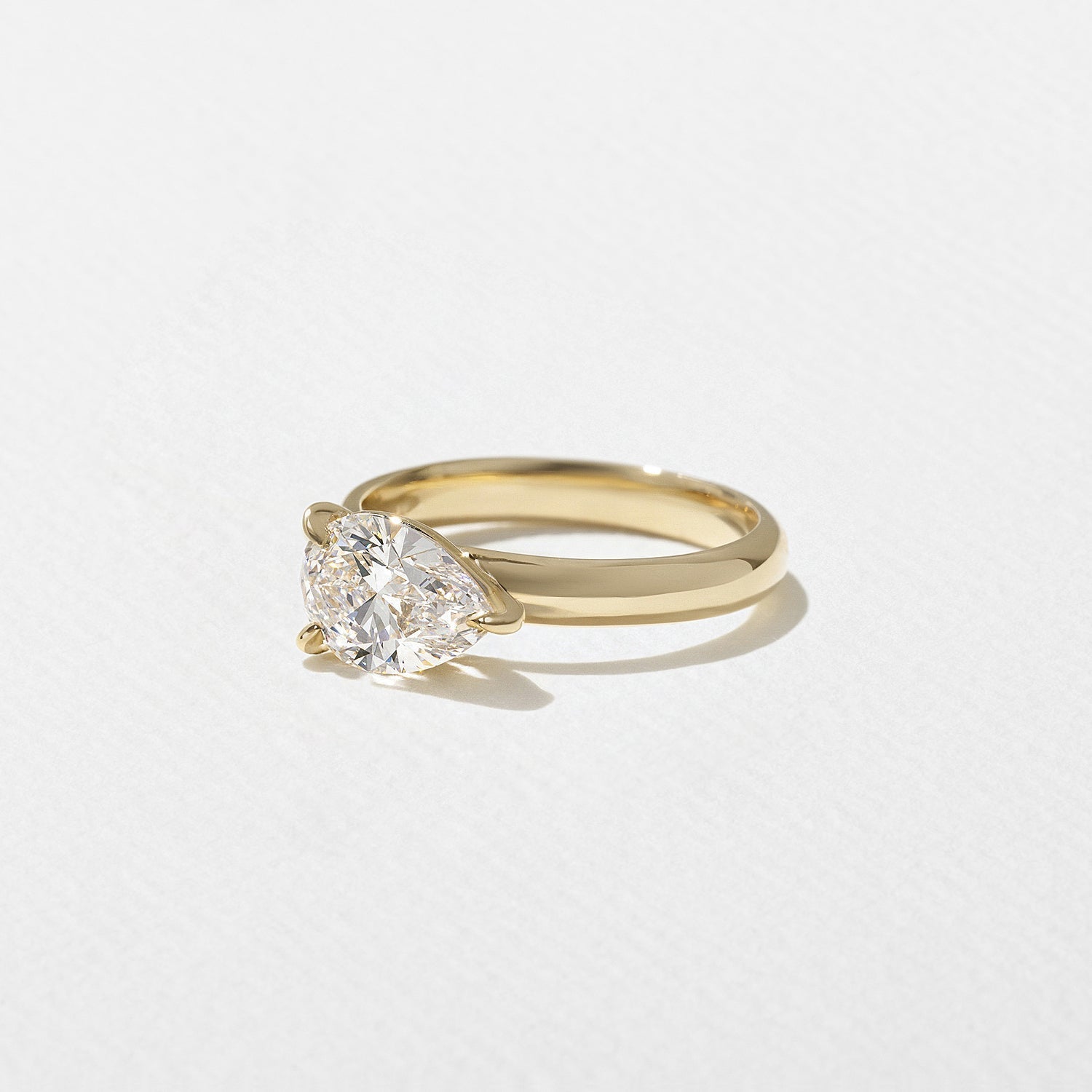 East-West Pear Lab Grown Diamond Solitaire Engagement Ring
