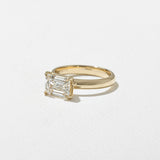 East-West Emerald  Lab Grown Diamond Solitaire Engagement Ring