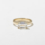 East-West Emerald  Lab Grown Diamond Solitaire Engagement Ring