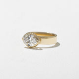East-West Oval Lab Grown Diamond Solitaire Engagement Ring
