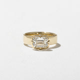 East-West Emerald  Lab Grown Diamond Solitaire Engagement Ring