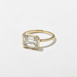 Emerald Lab Grown Diamond Bezel Solitaire Engagement Ring