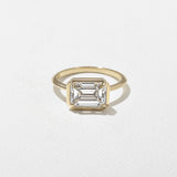 Emerald Lab Grown Diamond Bezel Solitaire Engagement Ring