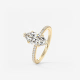 Marquise Hidden Halo Pave Lab Grown Diamond Engagement Ring