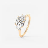 Asscher Three Stone Lab Grown Diamond Engagement Ring