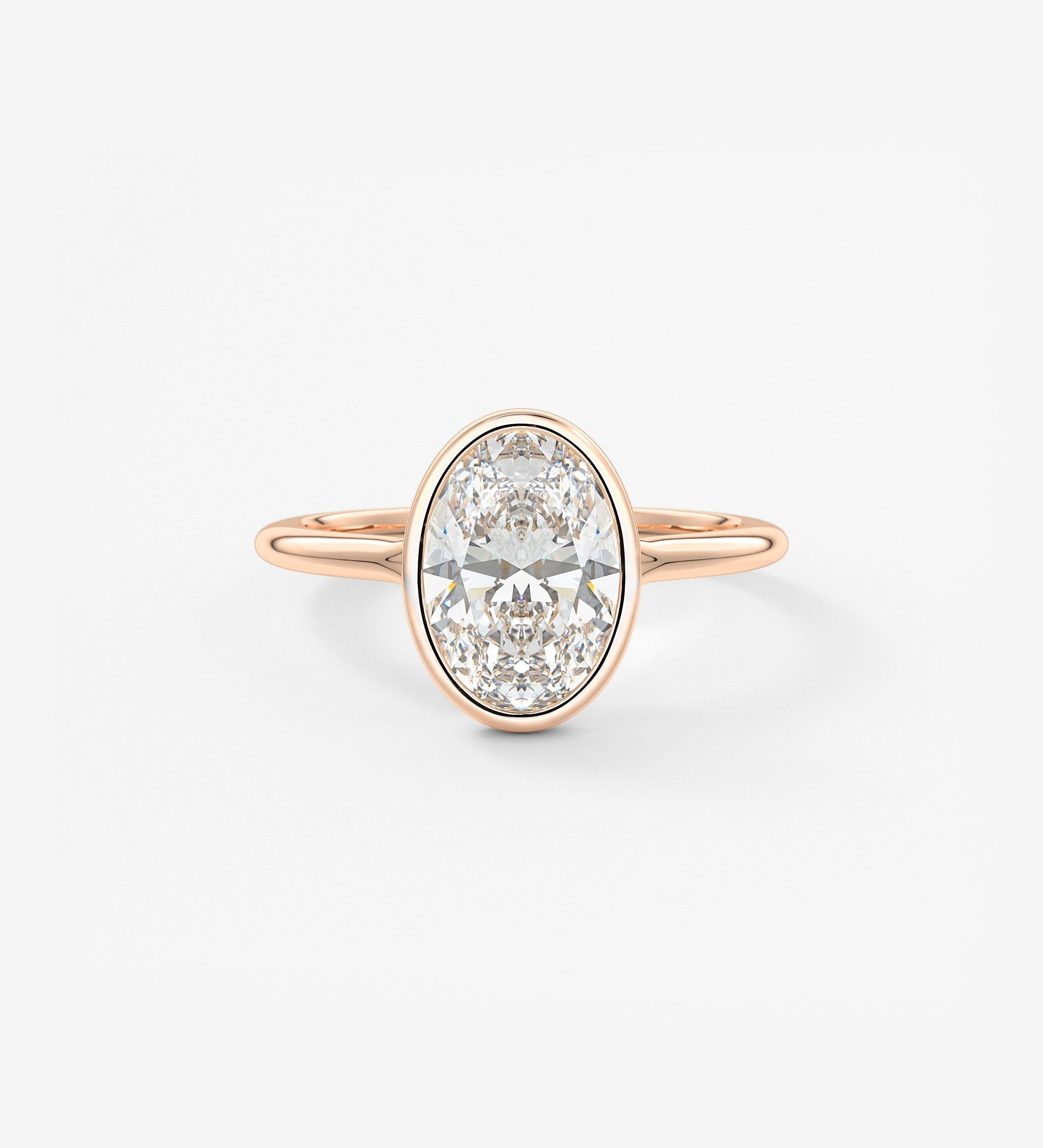 Oval Bezel/ Split Shank Lab Grown Diamond Engagement Ring