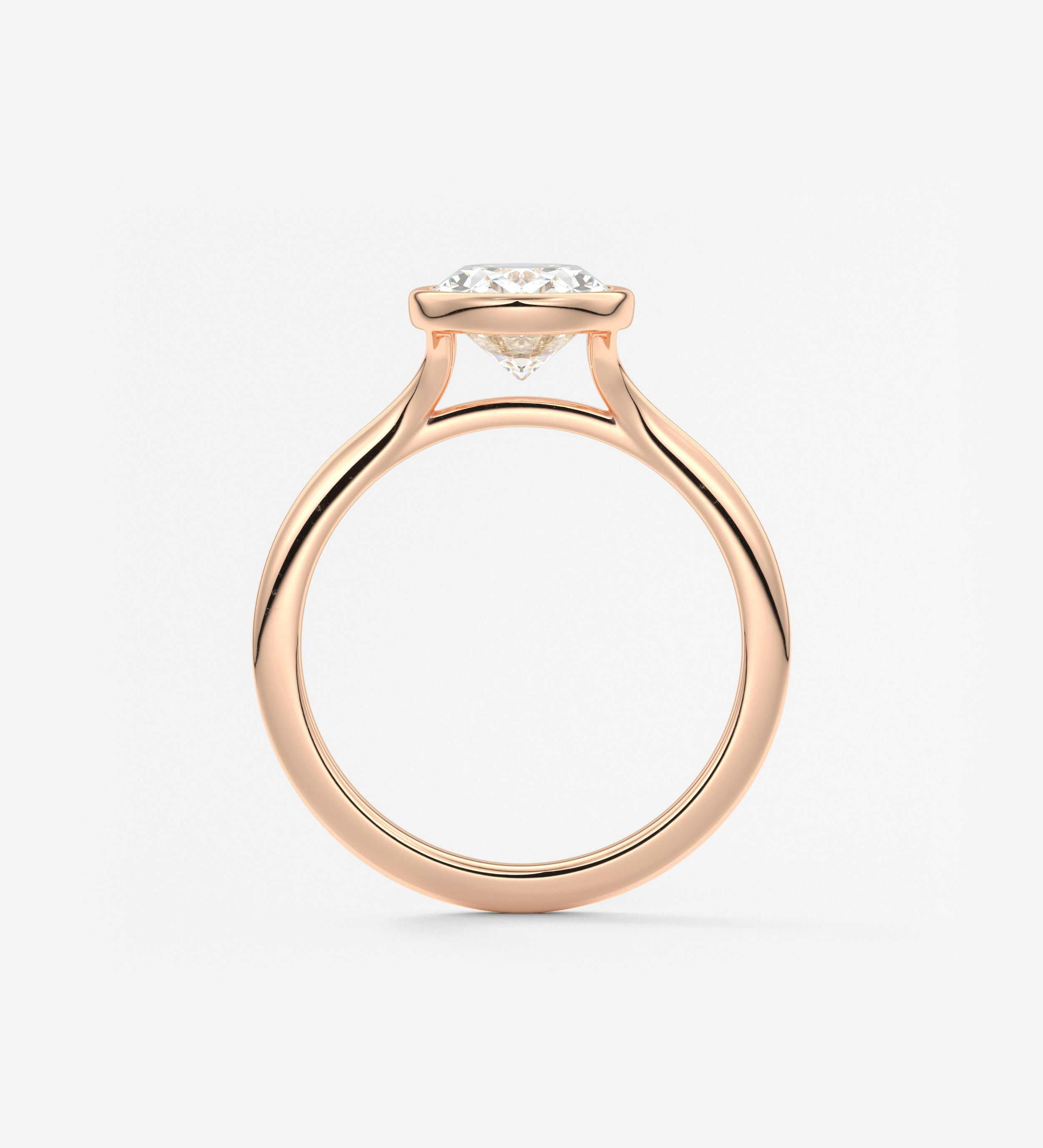 Oval Bezel/ Split Shank Lab Grown Diamond Engagement Ring