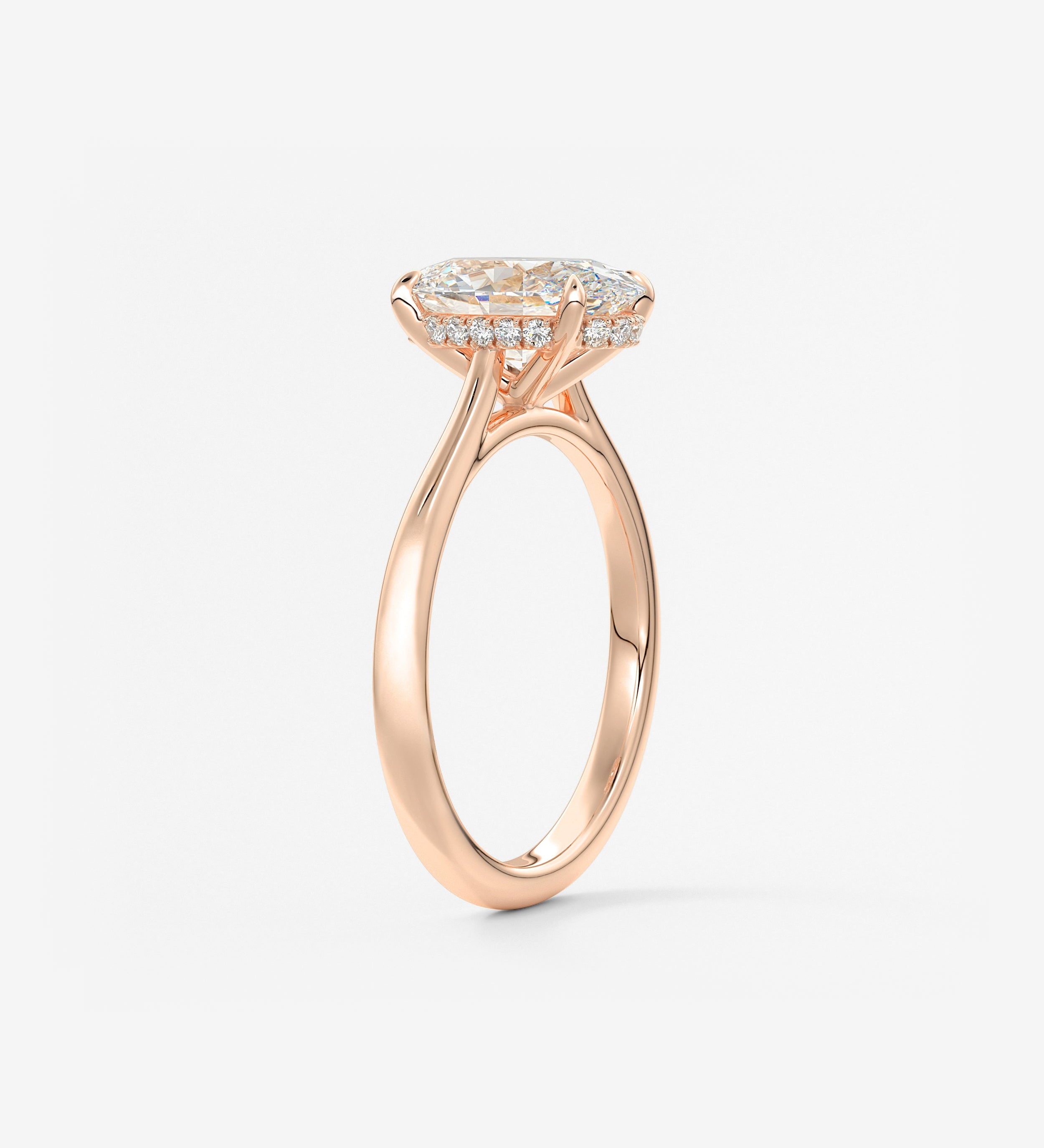 Oval Hidden Halo/Cathedral Lab Grown Diamond Engagement Ring