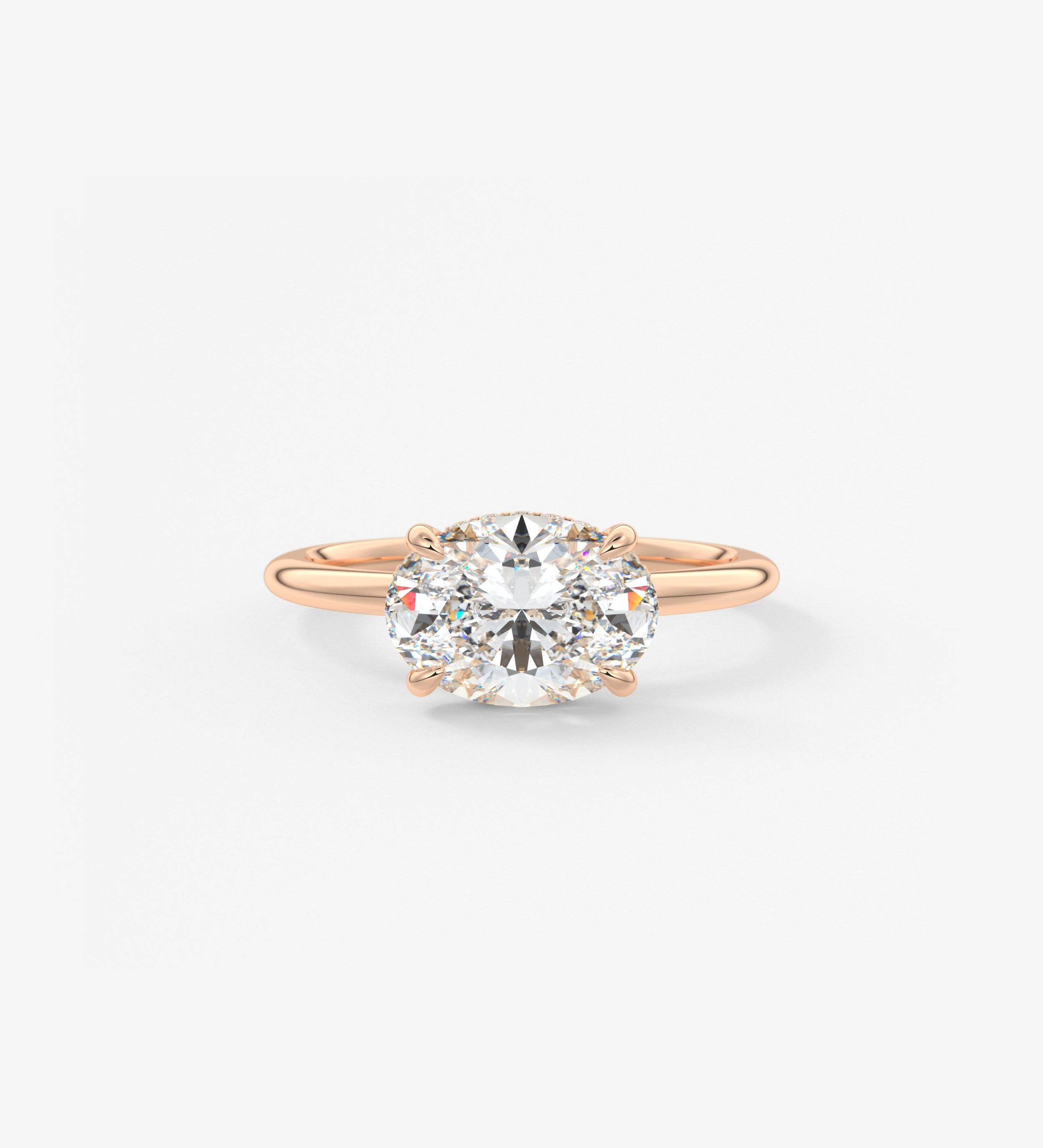 Oval East West Hidden Halo Lab Grown Diamond Engagement Ring