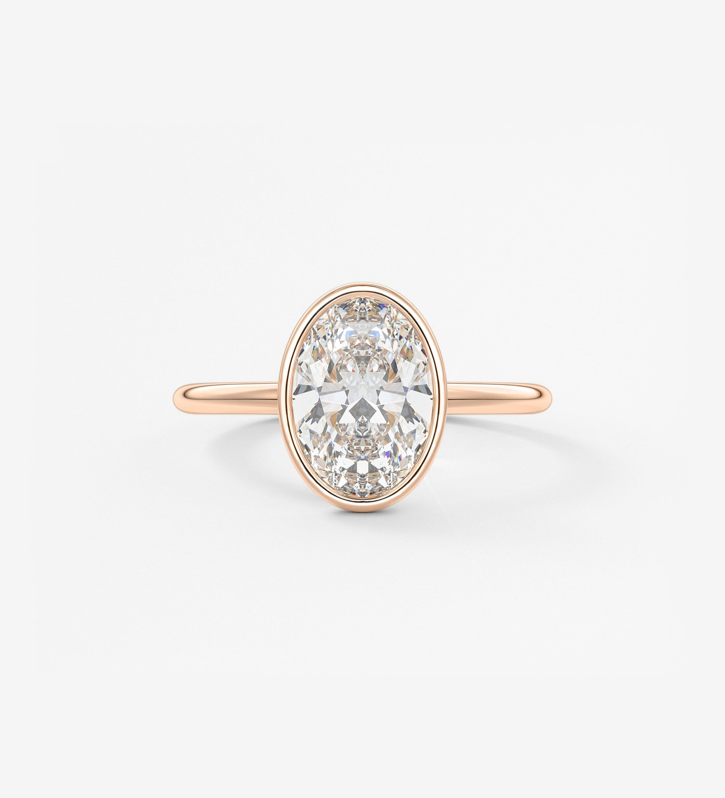 Oval Bezel Lab Grown Diamond Engagement Ring