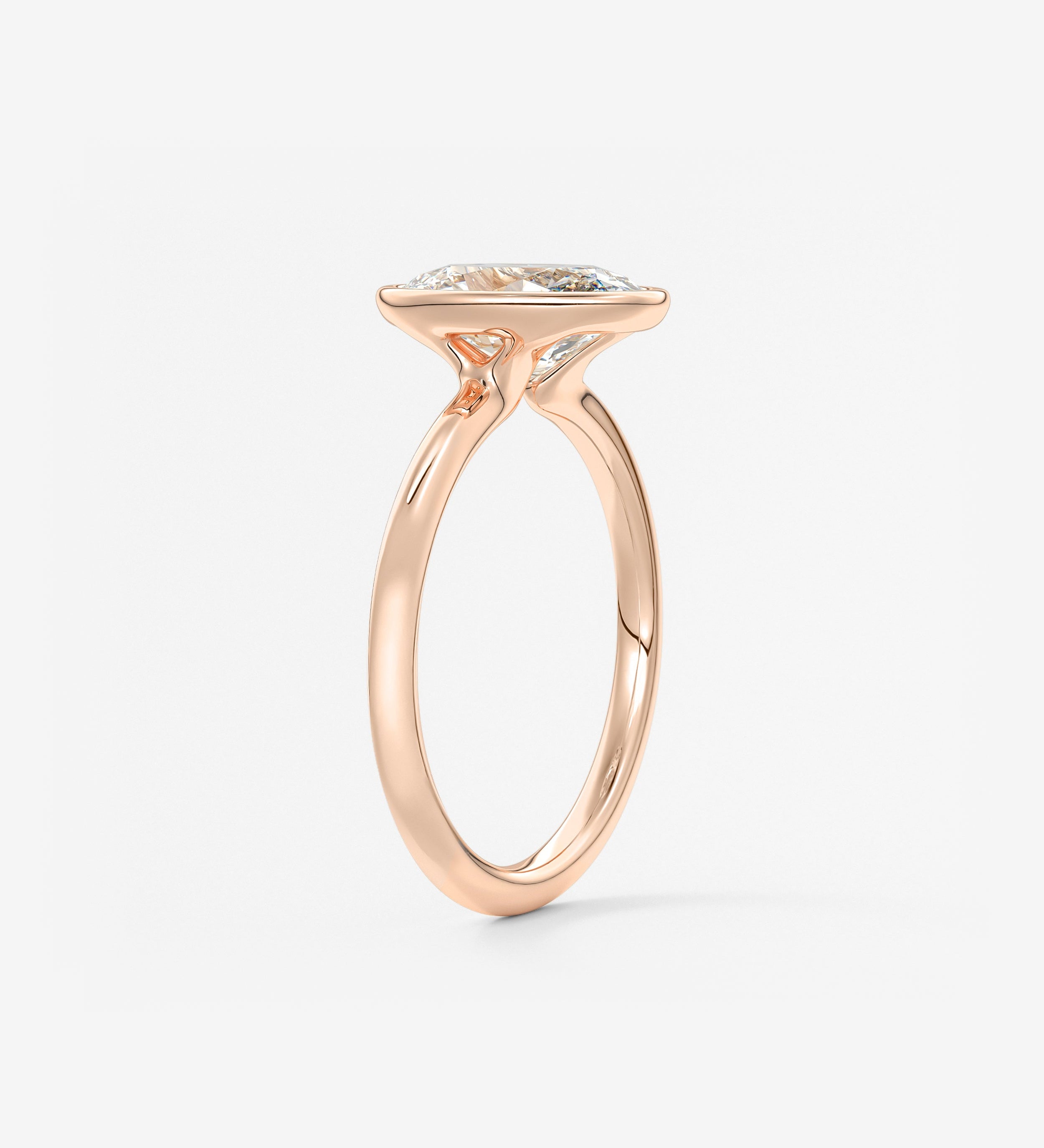 Oval Bezel Lab Grown Diamond Engagement Ring