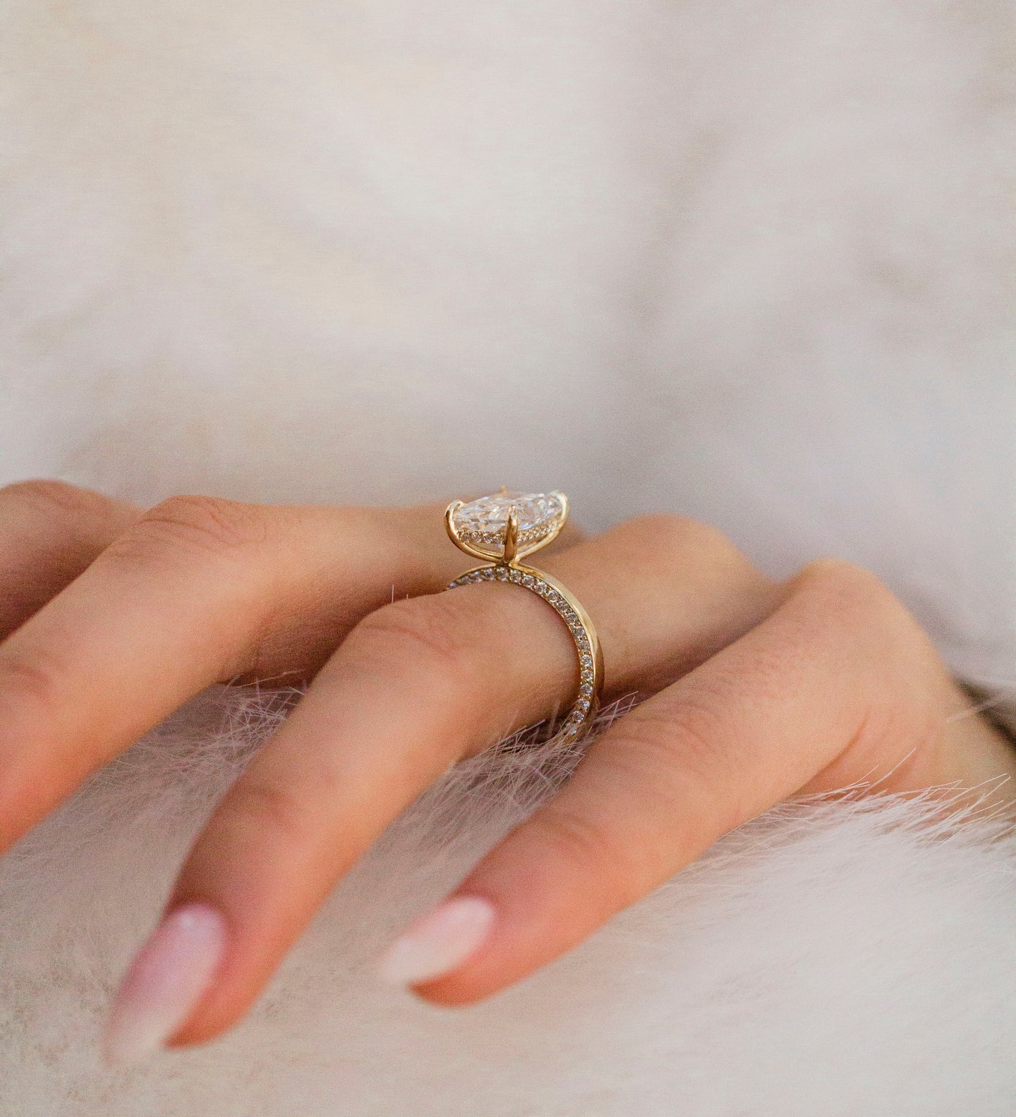 3.0 CT Radiant Lab Grown Diamond Hidden Halo Engagement Ring