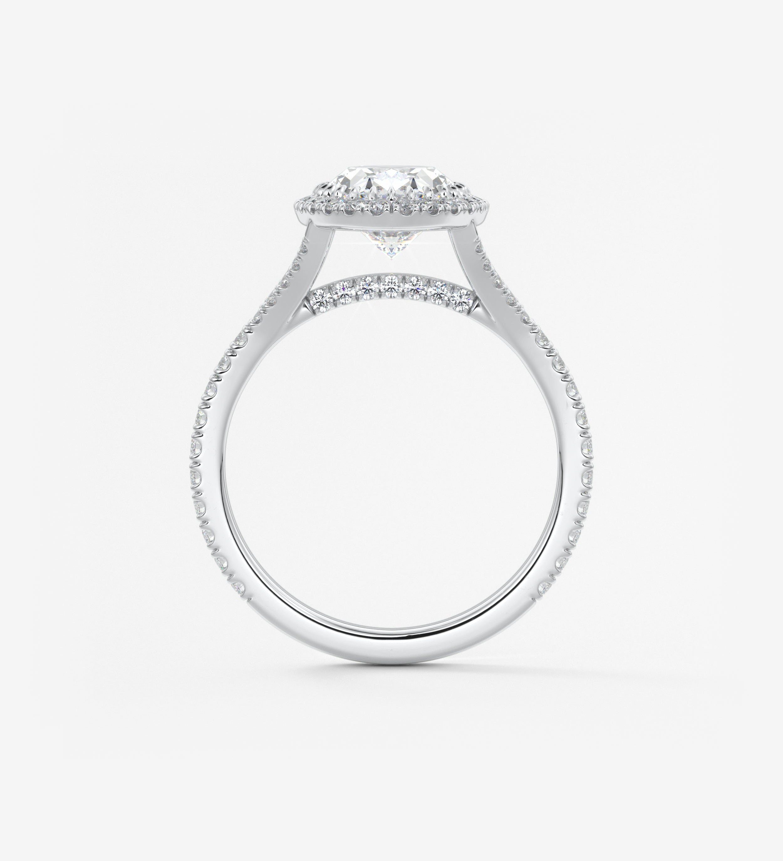 Oval Halo & Pave , Split Shank Lab Grown Diamond Engagement Ring