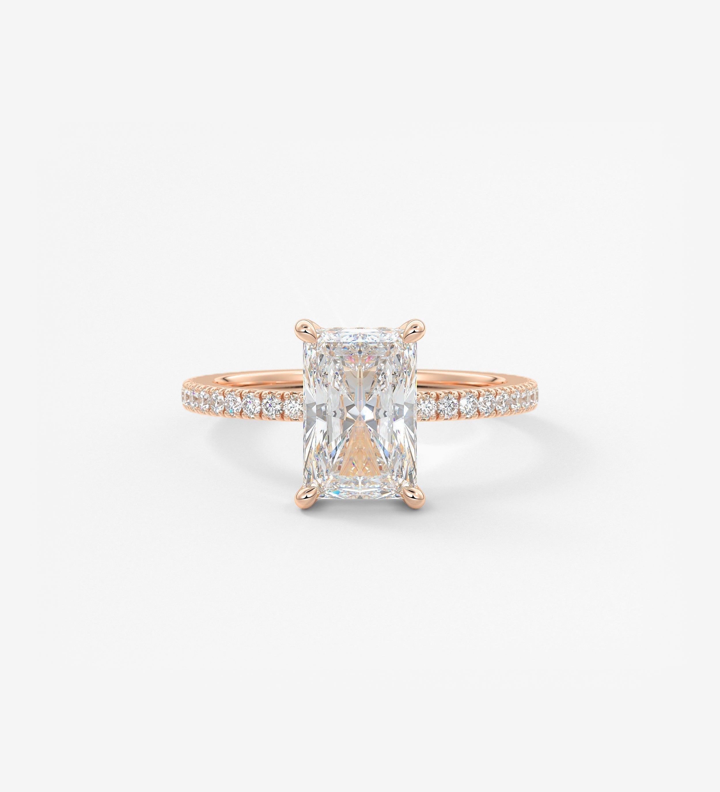 Radiant Hidden Halo Pave Lab Grown Diamond Engagement Ring
