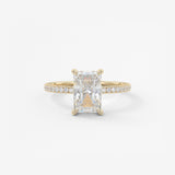 Radiant Hidden Halo Pave Lab Grown Diamond Engagement Ring