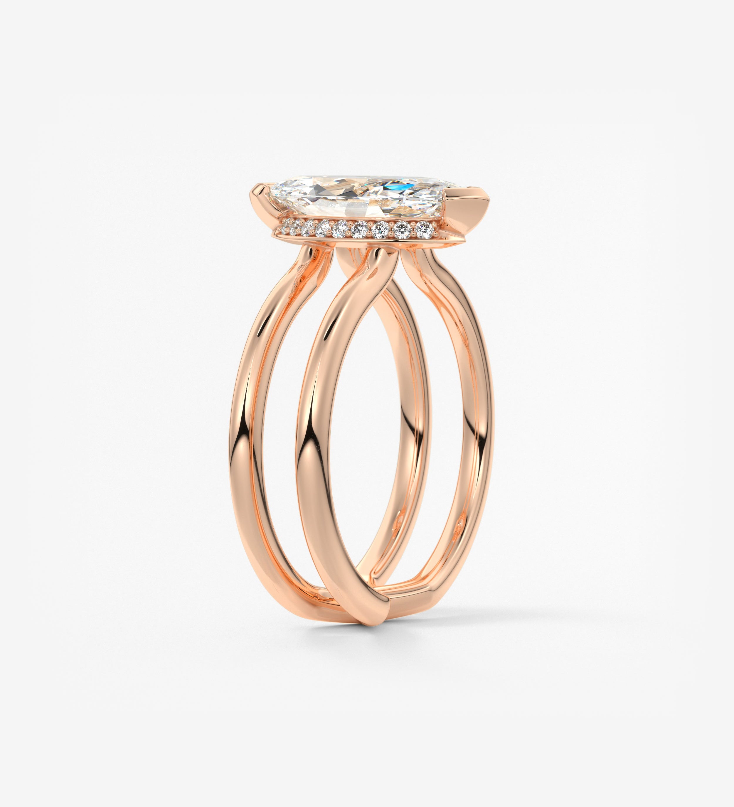 Marquise Cathedral Lab Grown Diamond Engagement Ring