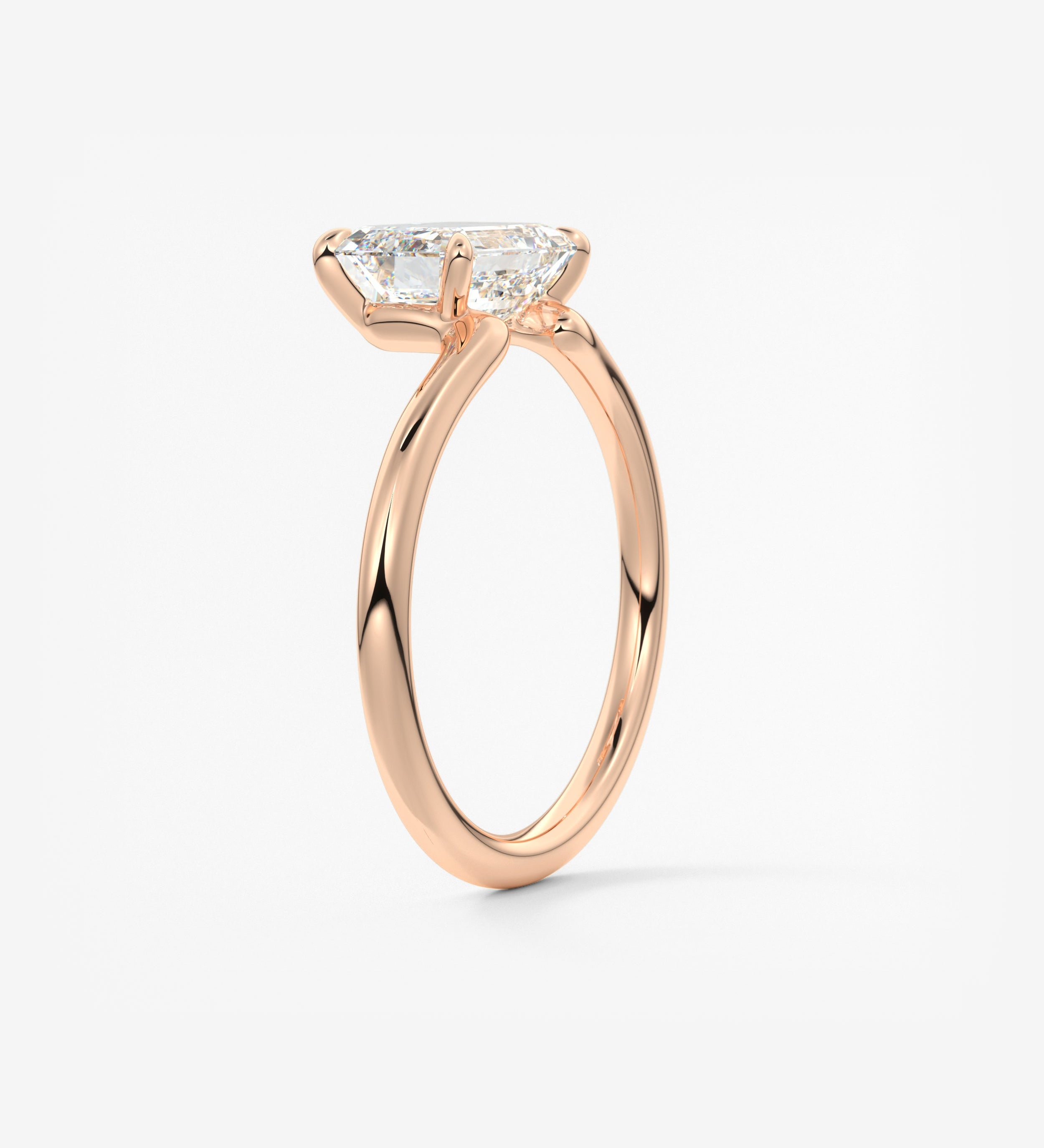 Emerald Solitaire Lab Grown Diamond Engagement Ring