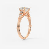 Round Art Deco Lab Grown Diamond Engagement Ring