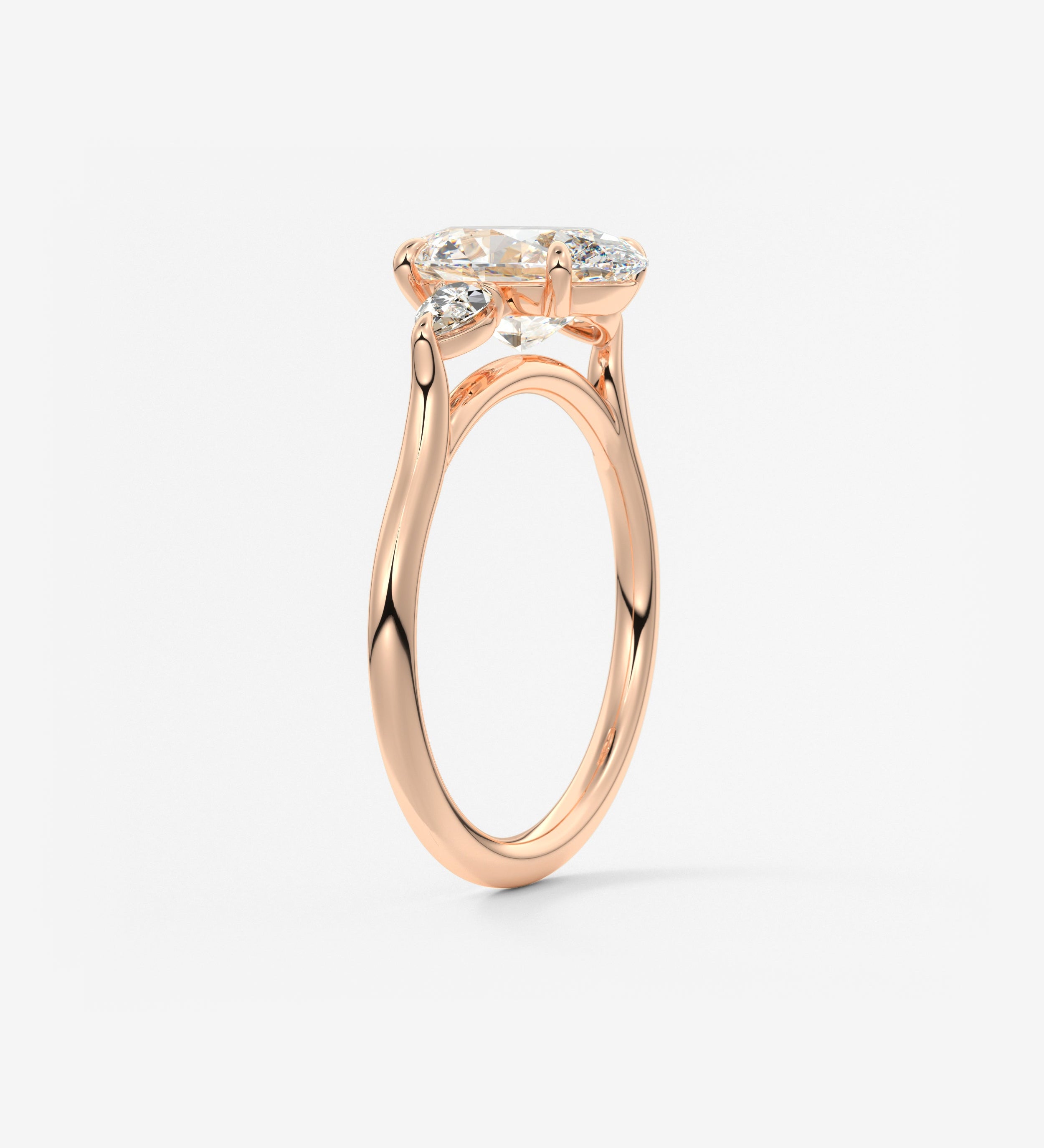 Oval Three Stone Lab Grown Diamond Engagement Ring