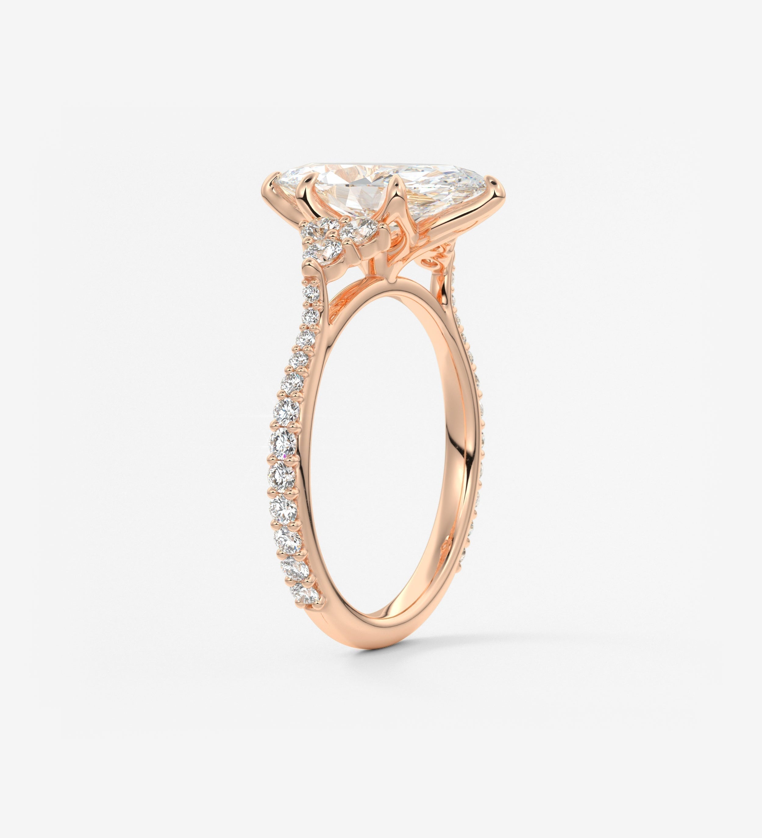 Marquise Cluster Lab Grown Diamond Engagement Ring