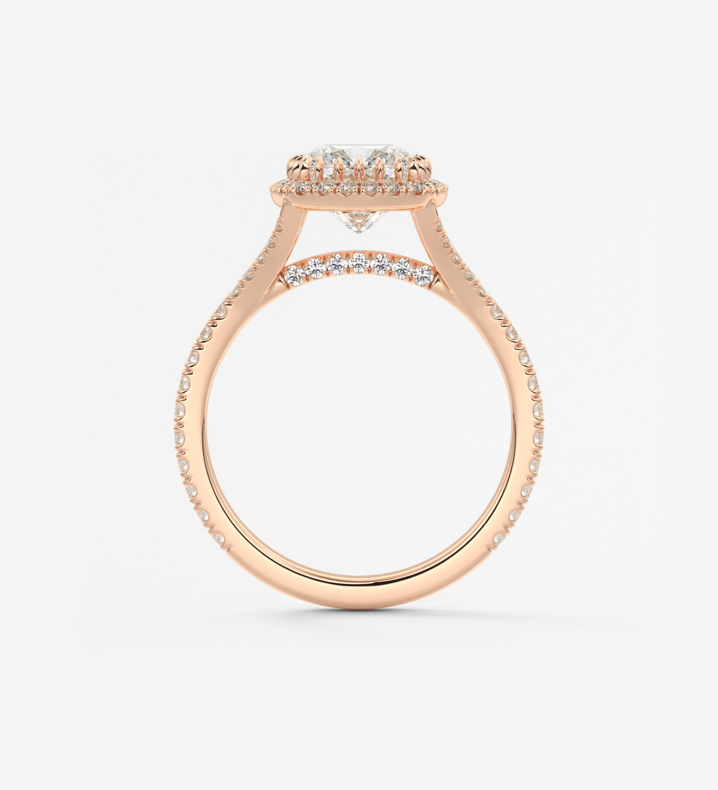 Cushion Halo & Pave , Split Shank Lab Grown Diamond Engagement Ring