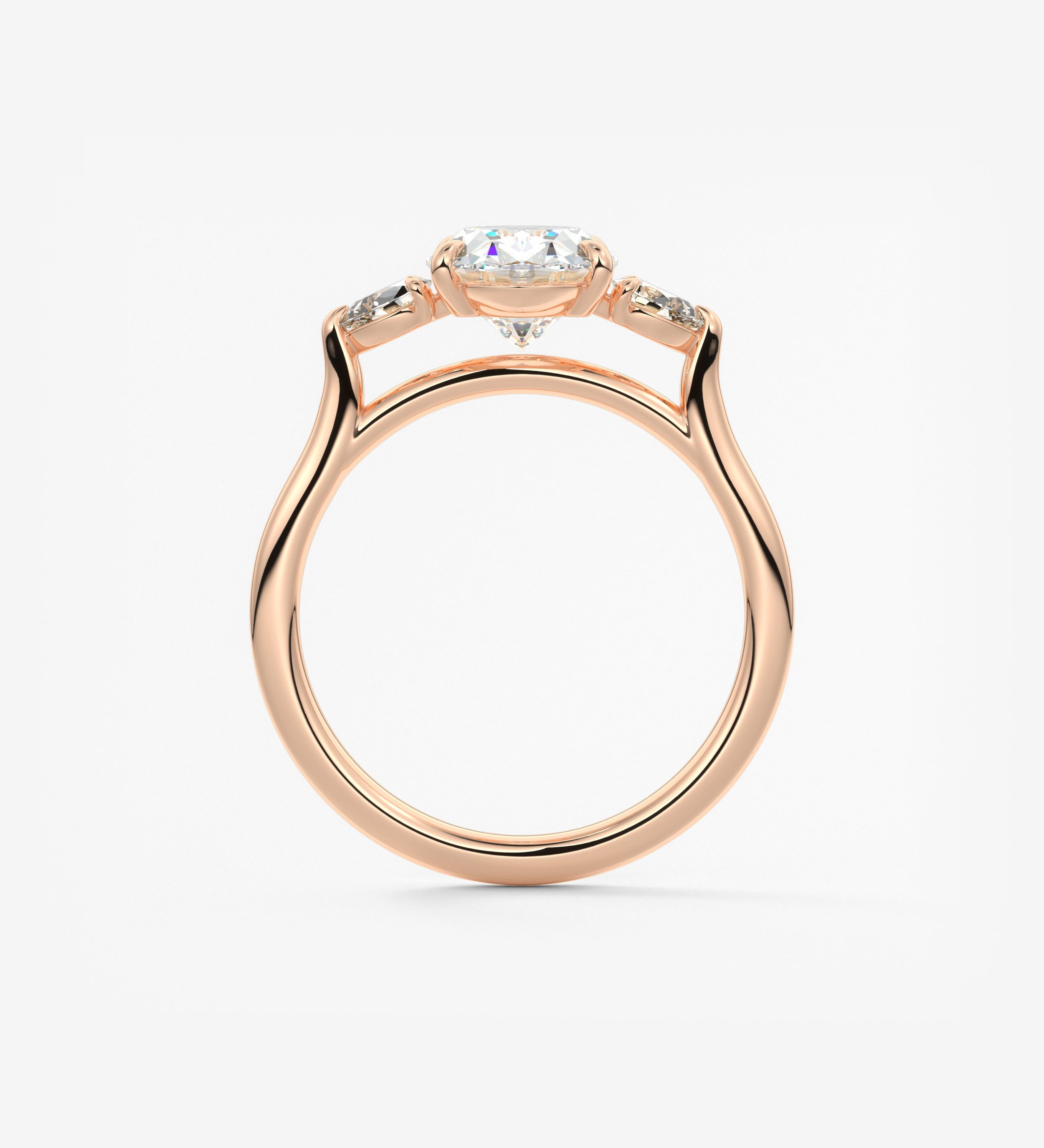 Oval Three Stone Lab Grown Diamond Engagement Ring
