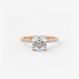 Asscher Pave Lab Grown Diamond Engagement Ring