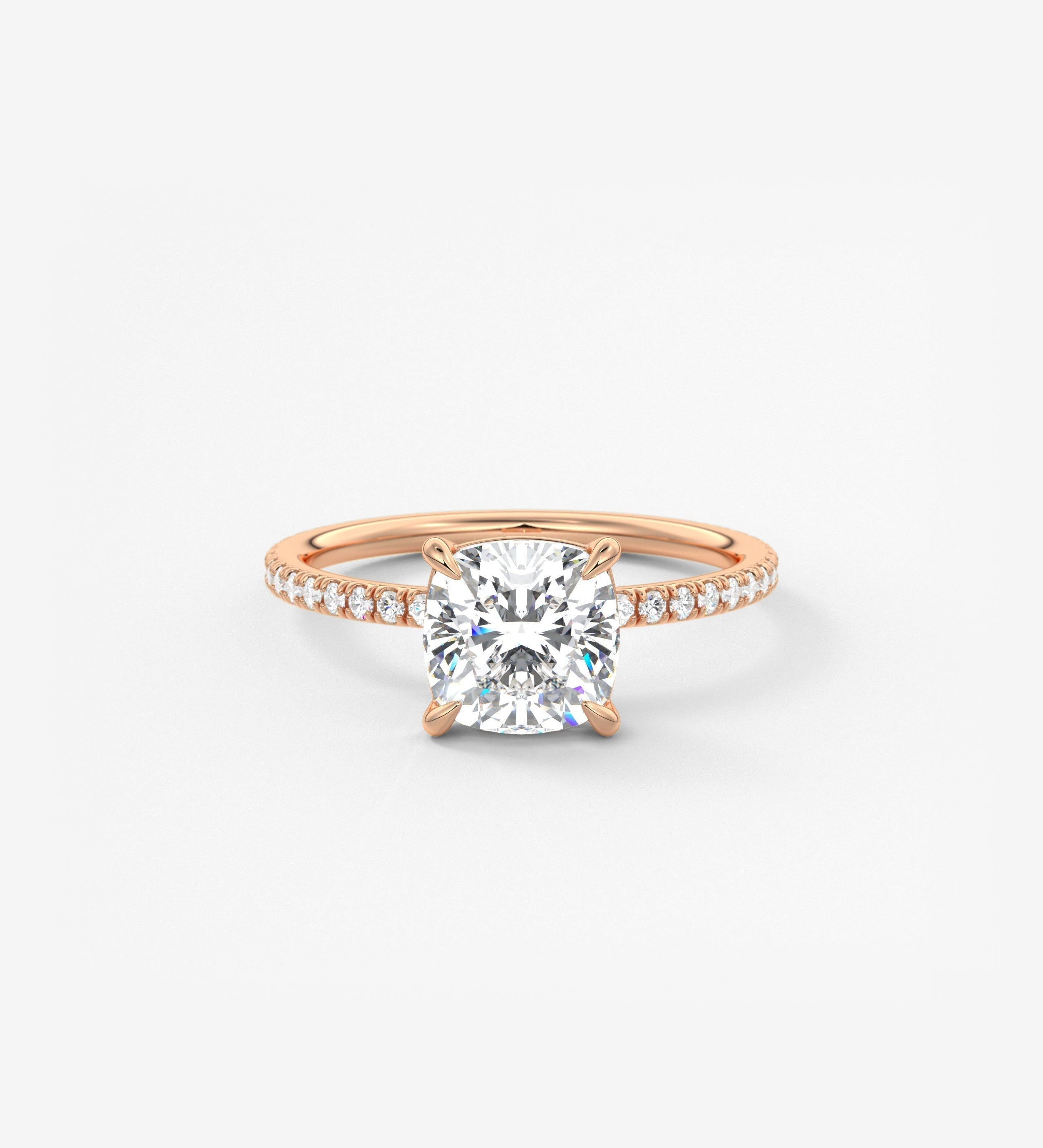 Cushion Pave Lab Grown Diamond Engagement Ring