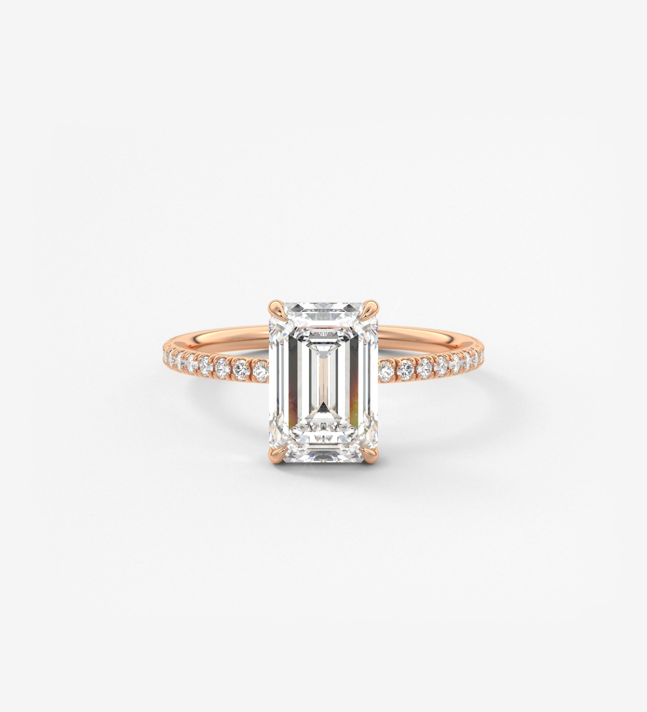 Emerald Pave Lab Grown Diamond Engagement Ring