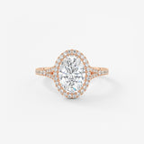 Oval Halo & Pave , Split Shank Lab Grown Diamond Engagement Ring