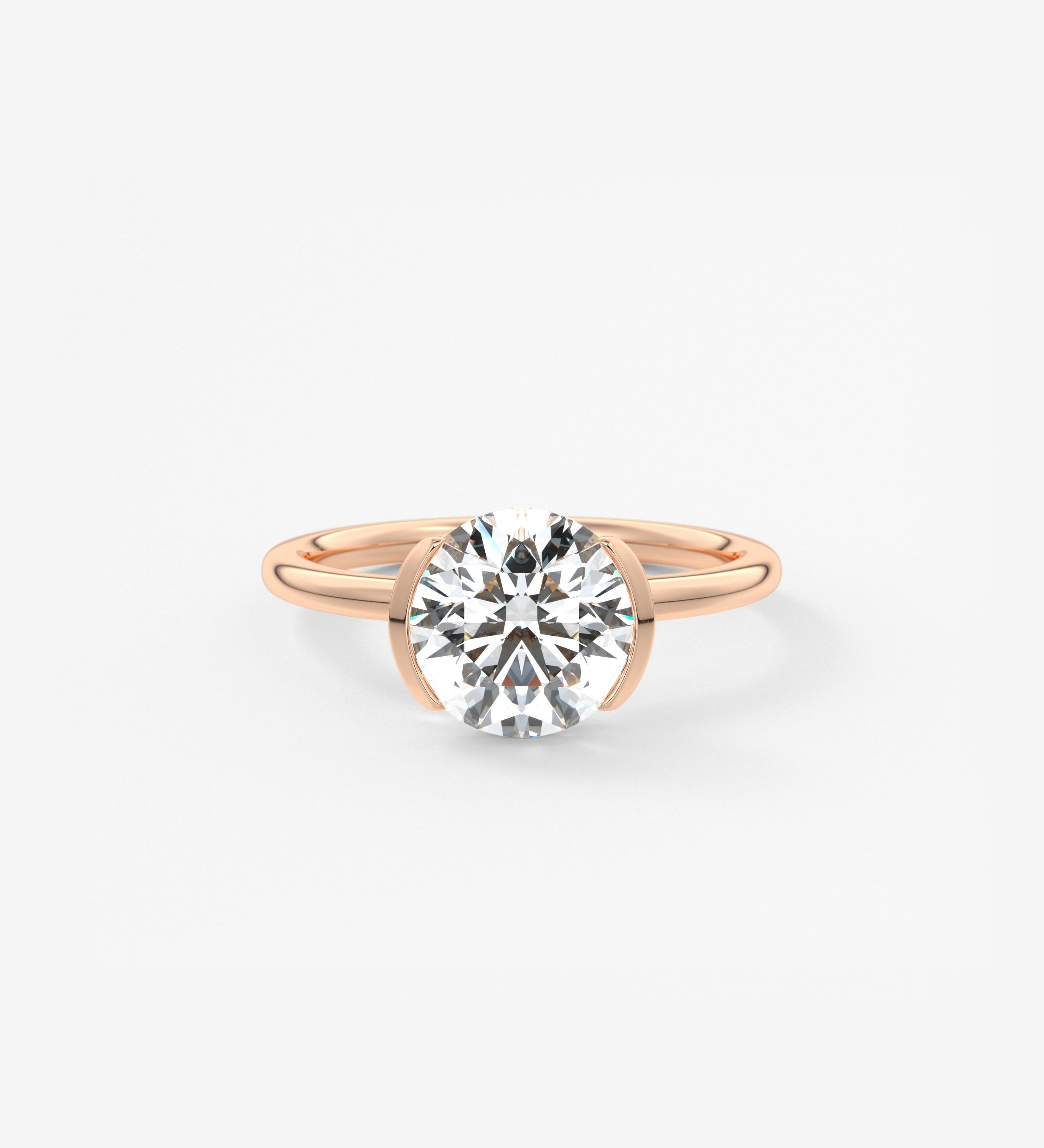 Round Half Bezel Lab Grown Diamond Engagement Ring