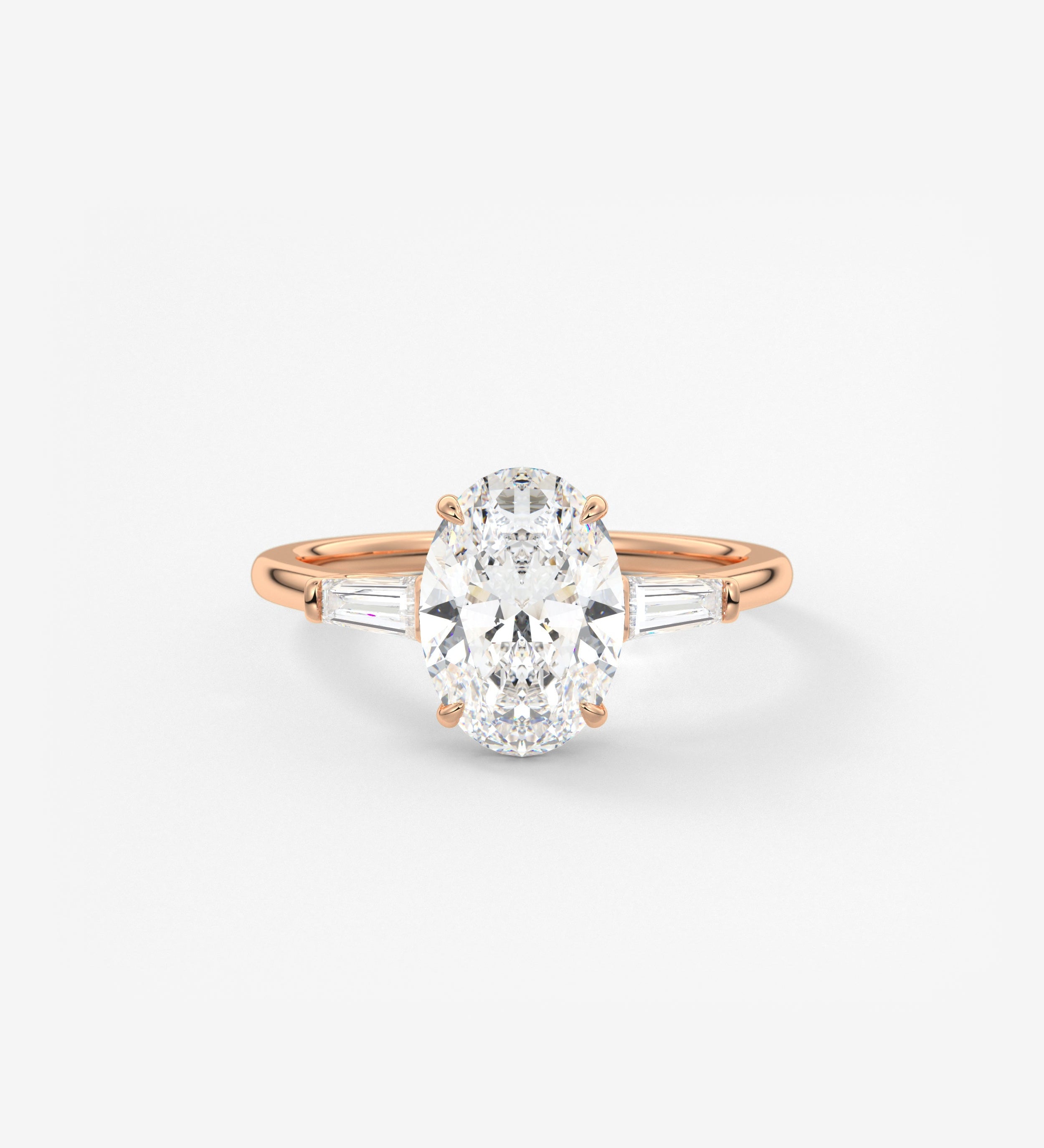 Oval Three Stone Lab Grown Diamond Engagement Ring