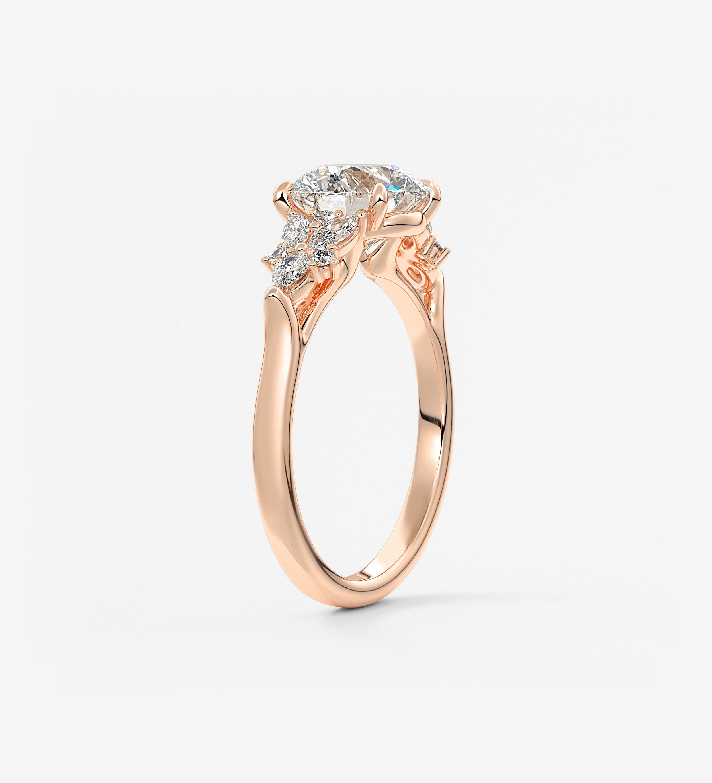 Round Cluster Lab Grown Diamond Engagement Ring