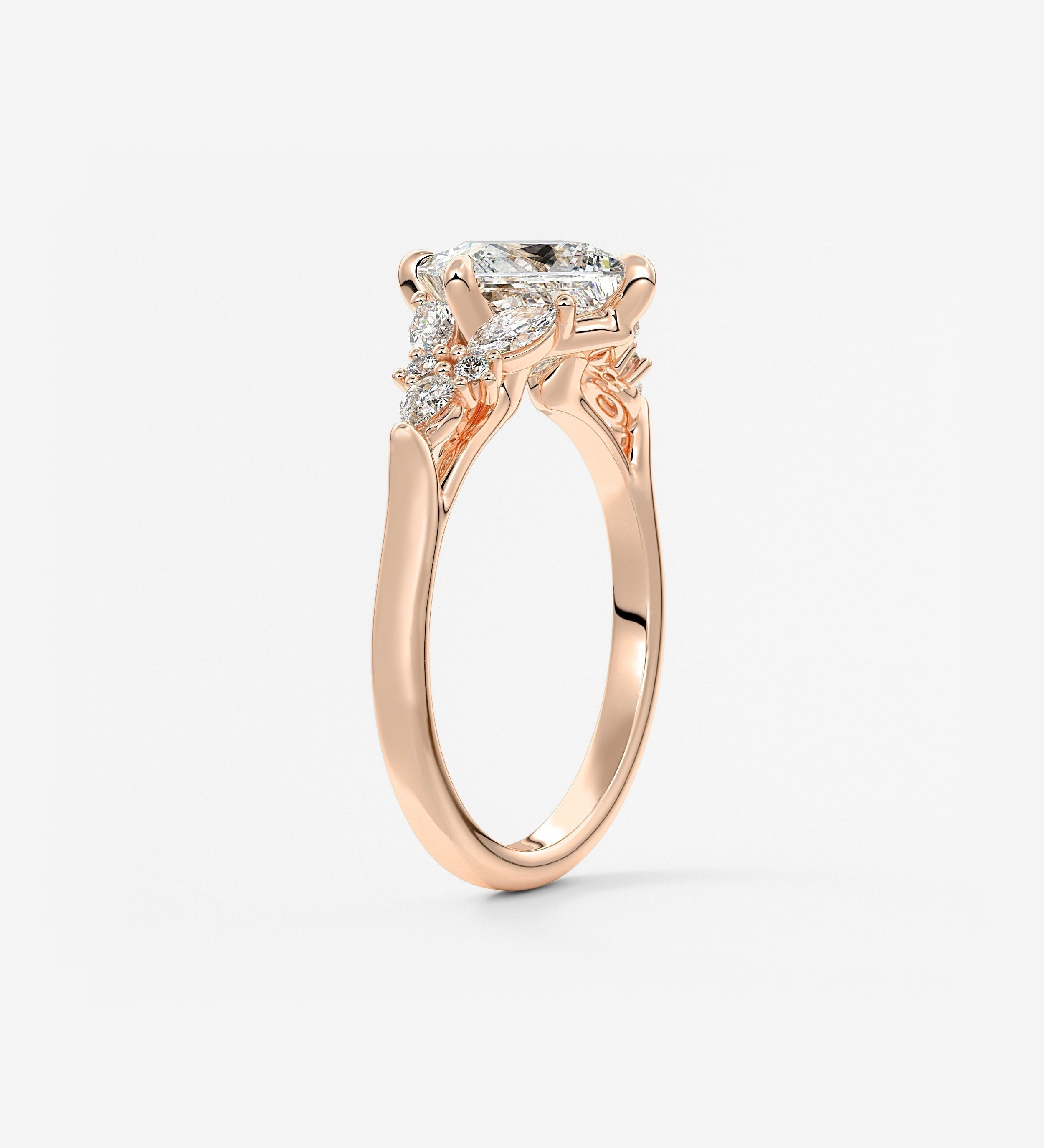 Princess Cluster Lab Grown Diamond Engagement Ring