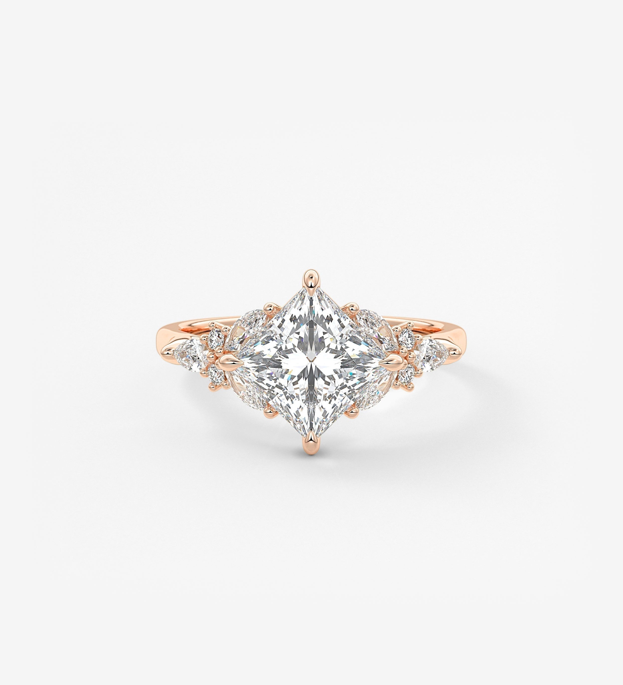 Princess Cluster Lab Grown Diamond Engagement Ring