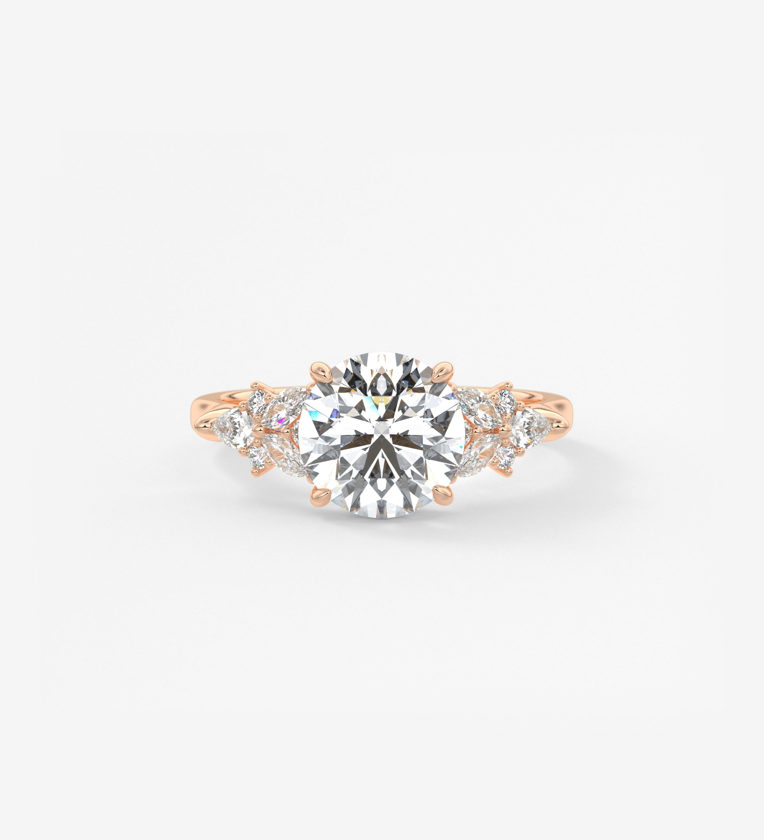 Round Cluster Lab Grown Diamond Engagement Ring