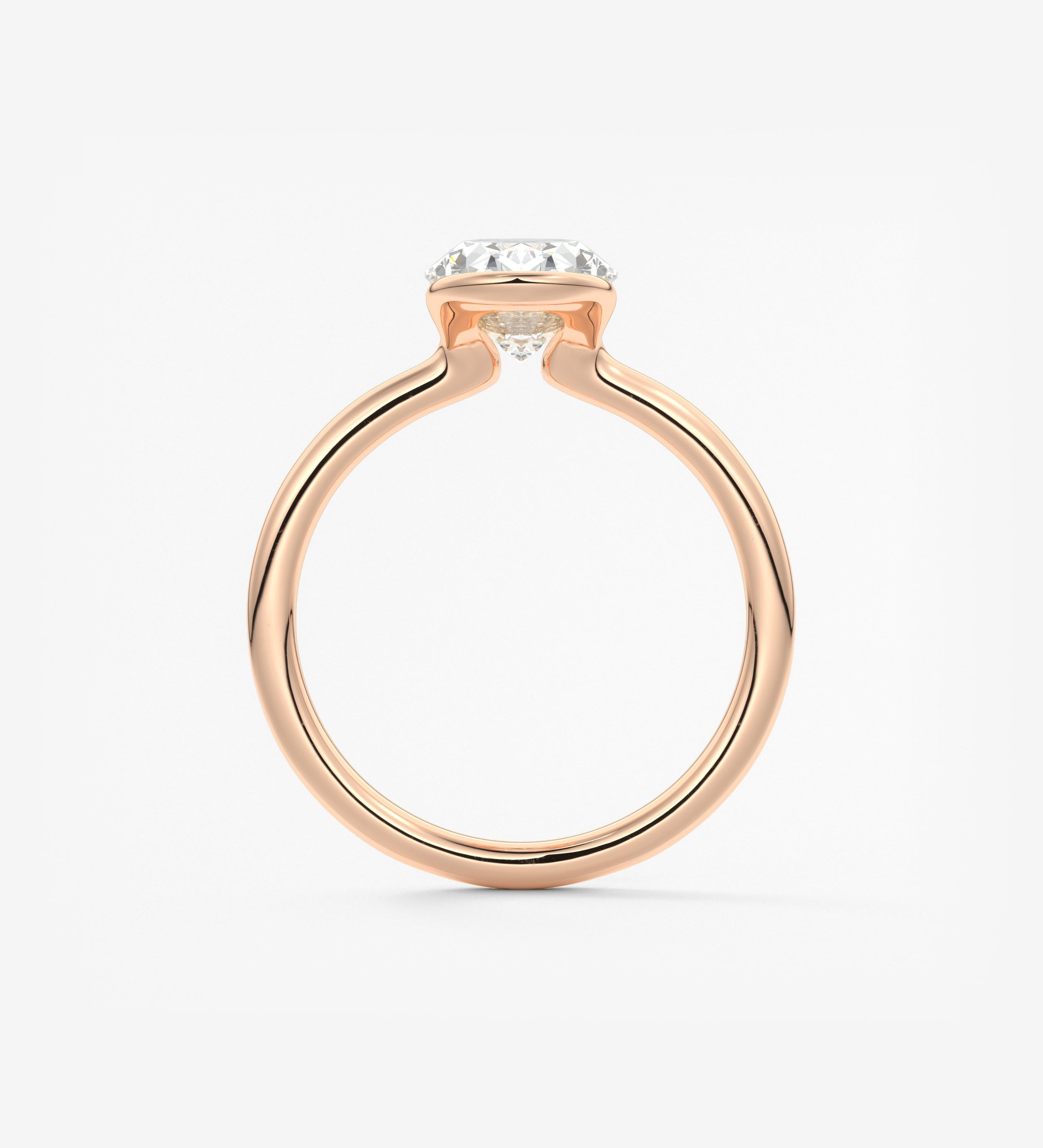 Oval Half Bezel Lab Grown Diamond Engagement Ring