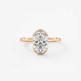Oval Half Bezel Lab Grown Diamond Engagement Ring