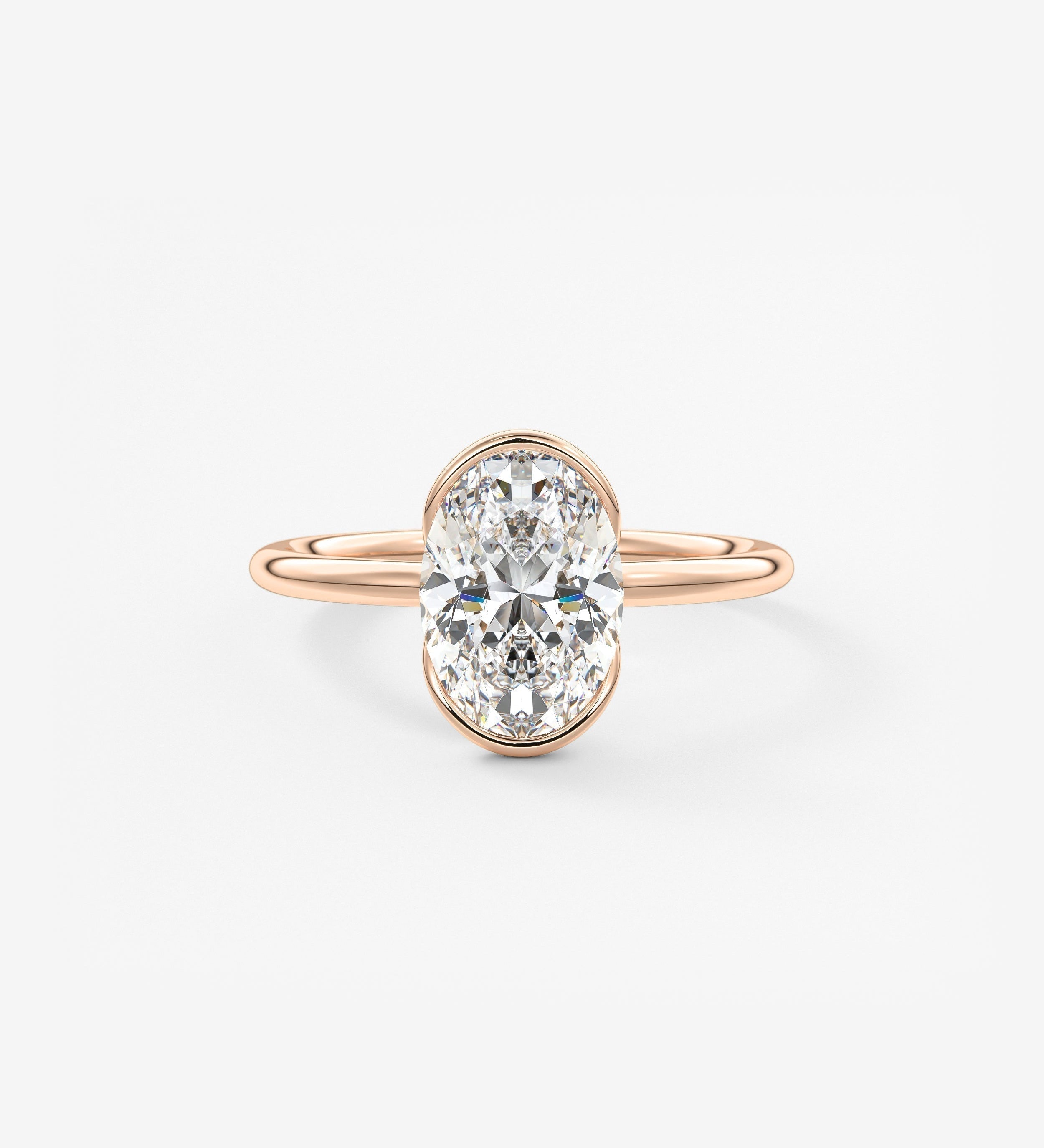 Oval Half Bezel Lab Grown Diamond Engagement Ring