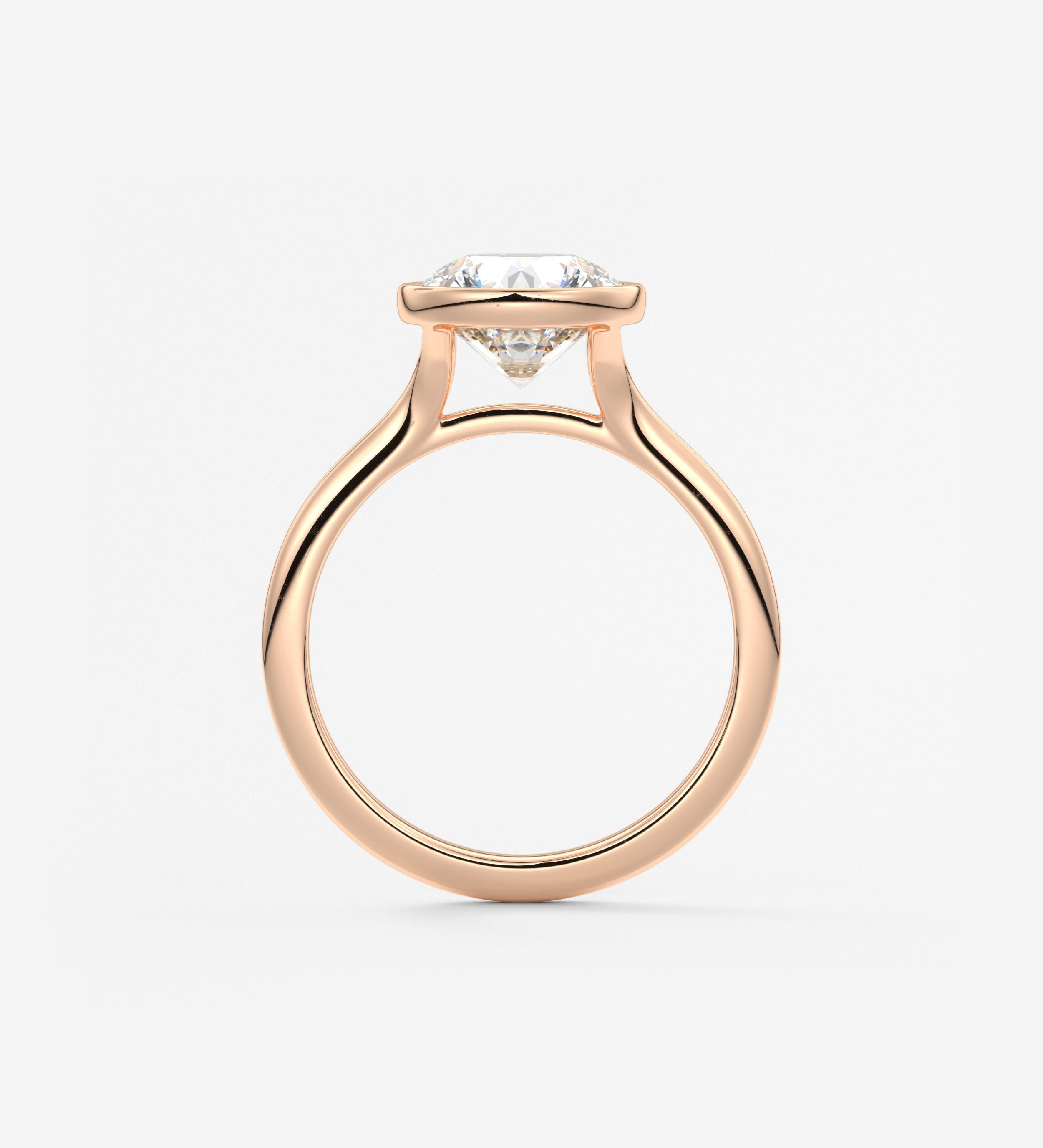 Round Bezel Lab Grown Diamond Engagement Ring