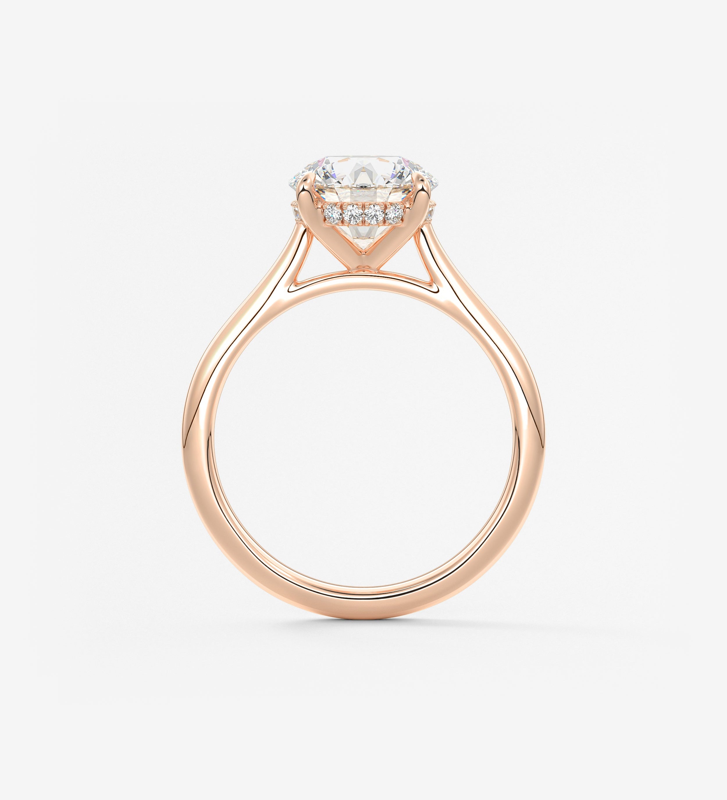 Round Hidden Halo Cathedral Lab Grown Diamond Engagement Ring