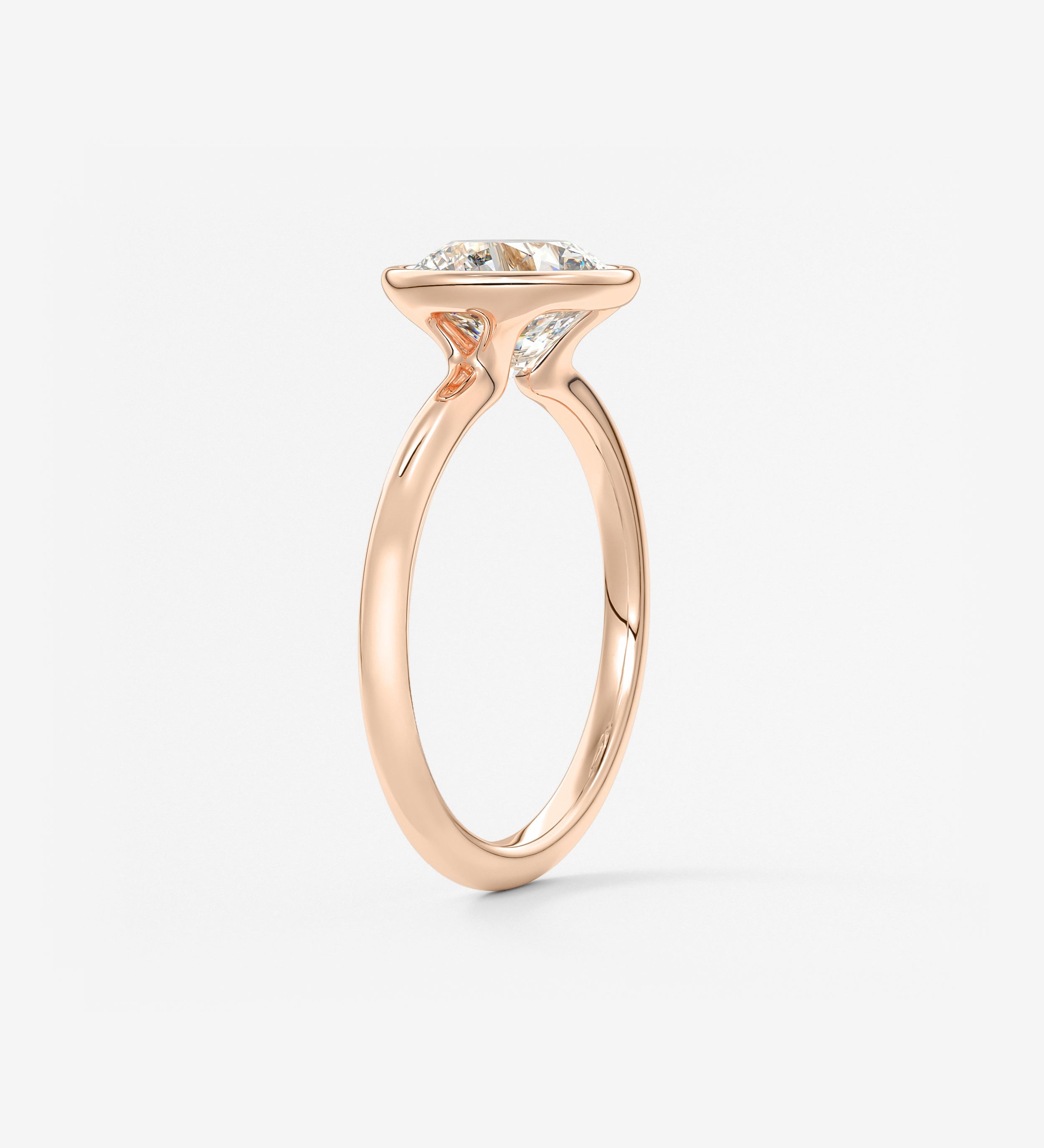 Round Bezel Lab Grown Diamond Engagement Ring
