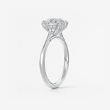 Round Hidden Halo Cathedral Lab Grown Diamond Engagement Ring