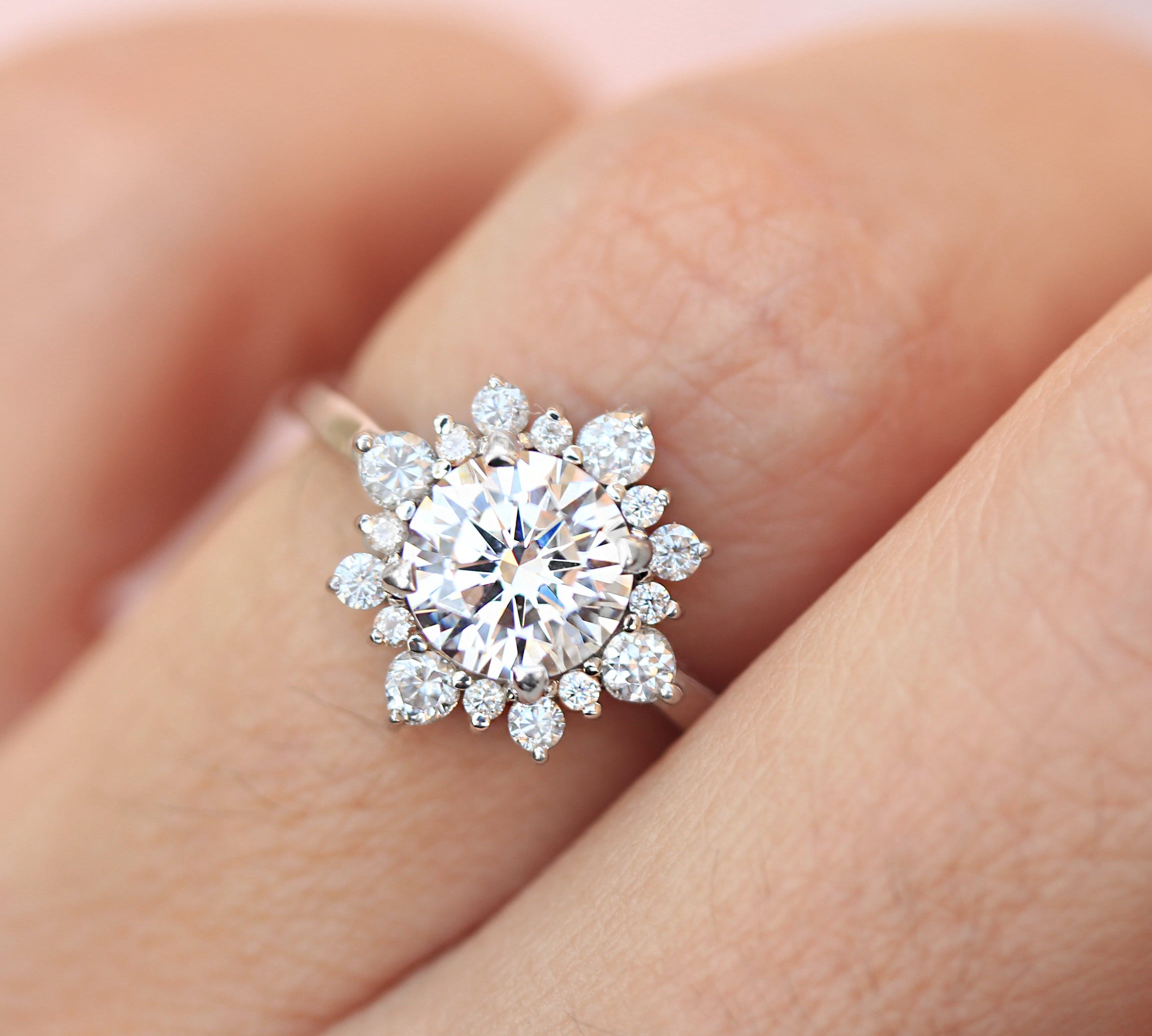 Round Halo Lab Grown Diamond Engagement Ring